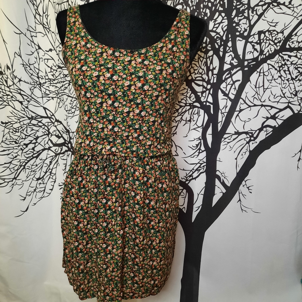 Hippy Sleeveless Distressed Round Neck Floral Dress